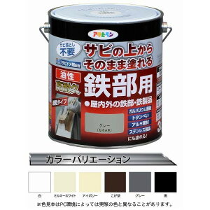 アサヒペン 油性高耐久鉄部用 3L グレー 1個