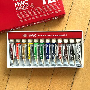 中善画廊オリジナル水彩画マニュアル付き！ホルベイン透明水彩絵具 12色セットHWC12 水