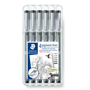 ステッドラー 水性サインペン ピグメントライナー 6本セット （0.05mm/0.1mm/