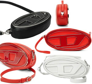 DIESEL ディーゼル レディース メンズオーバルDロゴ レザーショルダーバッグ立体的な