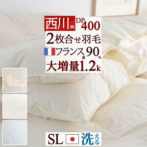 西川 羽毛布団 2枚合わせ シングル ハンガリー産 マザーグースダウン93％ DP430