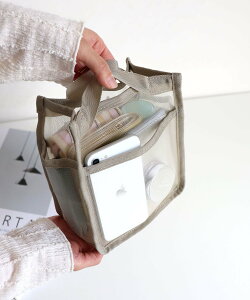 T.S.L メッシュバッグインバッグ縦型小 トライシル バッグ その他のバッグ ベージュ
