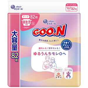 大王製紙 グーン ゆるうんちモレ0へ テープ 大容量 新生児用（−5kg） 1セット（32