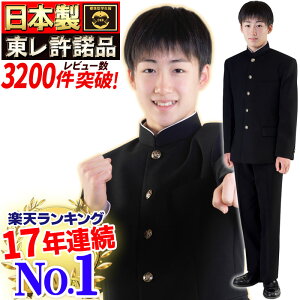 東レ日本製学生服 上下セット 学ラン 制服 詰襟 上着 ズボン 男子 冬用 ポリエステル