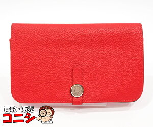 ドゴンGM 長財布 □R刻印/2014年 赤系 レッド系 シルバー金具 トゴk0766y