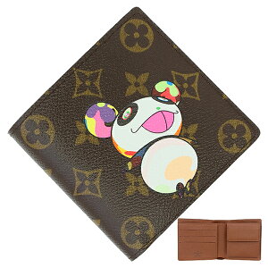 ルイヴィトン 二つ折り財布 ポルトフォイユ マルコ モノグラム パンダ 村上隆コラボ レザ