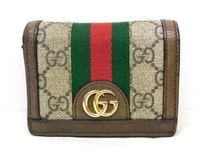 グッチ オフィディア GG ■ ミニウォレット 523155 ベージュxブラウン GGスプ