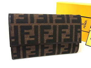 ■新品同様■ FENDI フェンディ ズッカ柄 キャンバス 二つ折り 長財布 ウォレット
