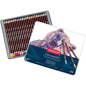 DERWENT（ダーウェント）色鉛筆 カラーソフト 0701027 24色セット メタルケ
