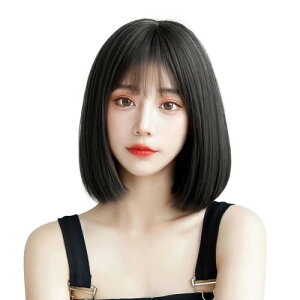 FINGOOO ウィッグ ボブ ショート ストレート 黒髪 フルウィッグ カツラ かつら