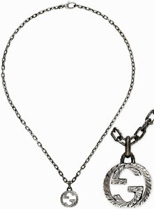 GUCCI グッチ ペンダントネックレスダブルGロゴチャーム #Lパターンエングレービング