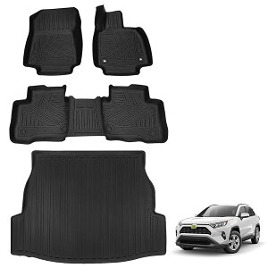 Jiooy トヨタ RAV4 60系 フロアマット+ラゲッジトレイ 4枚セット ハイブリッ