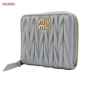 ミュウミュウ 財布 二つ折り財布 MIU MIU マトラッセ レザー ロゴ スモール ウォ