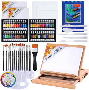 Ohuhu アクリル絵の具 78点セット 画材 絵具 絵画 絵の具セット 白 黒 大人 初