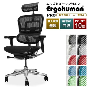 エルゴヒューマン プロ2 / ヘッドレスト付 メッシュ 高機能オフィスチェア Ergohu