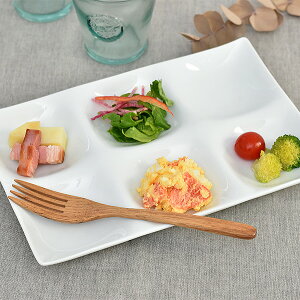 グルメスタイル 白磁コワケ6ツ仕切皿 約25.7cm 白系 洋食器 仕切りプレート 日本製
