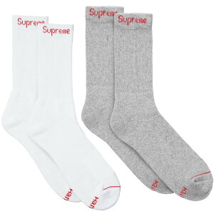 Supreme × Hanes シュプリーム ヘインズ クルー ソックス ホワイト グレー